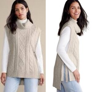 SOFT SURROUNDINGS Aviemore Sweater Knit Poncho in Heather Oatmeal Size L/XL NWT
